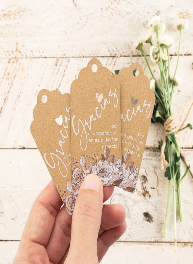 Summer-Ray.com Summer-Ray 50pcs Brown Kraft Gracias Wedding Favor Gift Tags in White Printing - Image 3